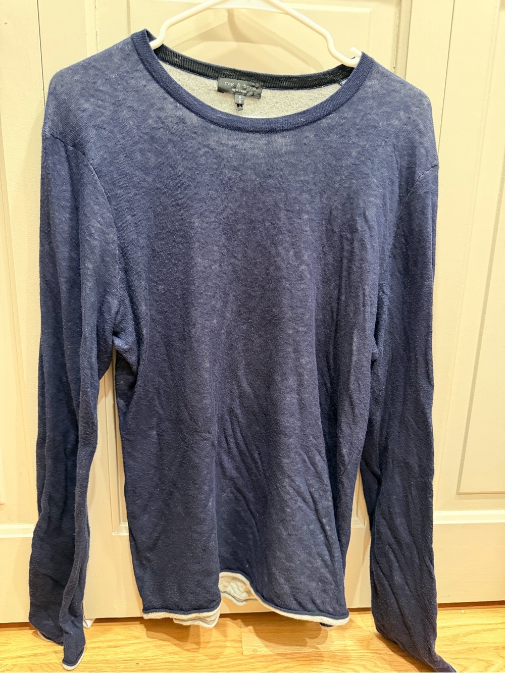 rag & bone Men's Long-Sleeve Crewneck in Indigo Blue